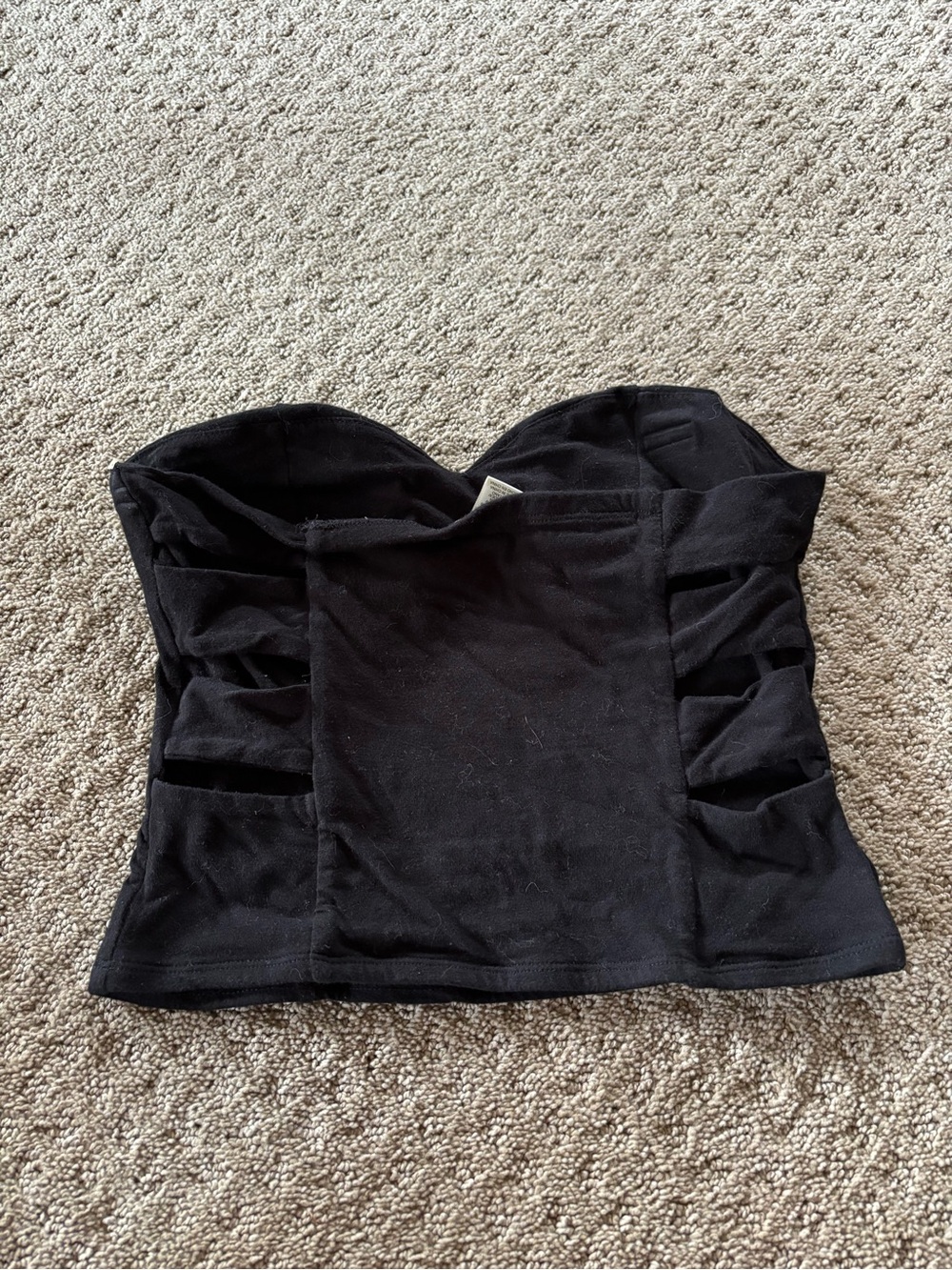 Bozzolo Women’s Black Tube Top with Cutout Detailing - Picture 2 of 4